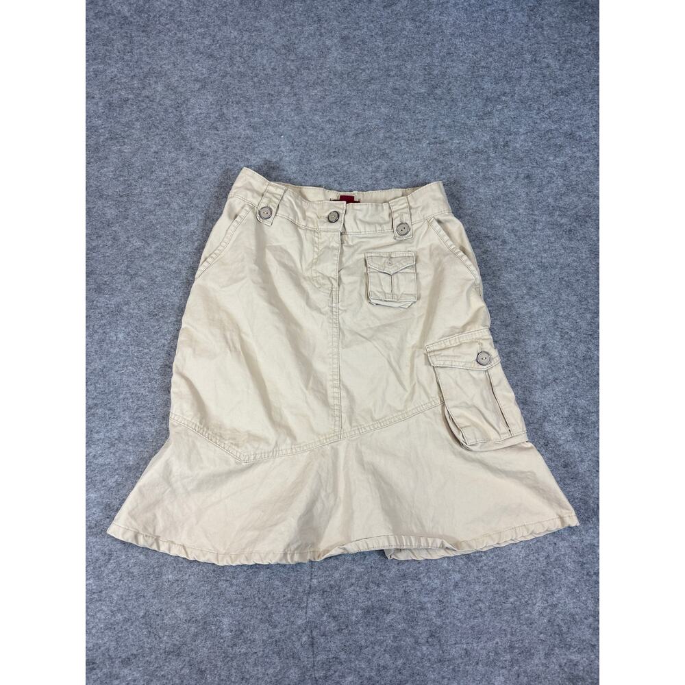 H&M LOGG Skirt Women Size 2 Tan Twill Cargo Utility A-Line Streetwear Grunge Y2K